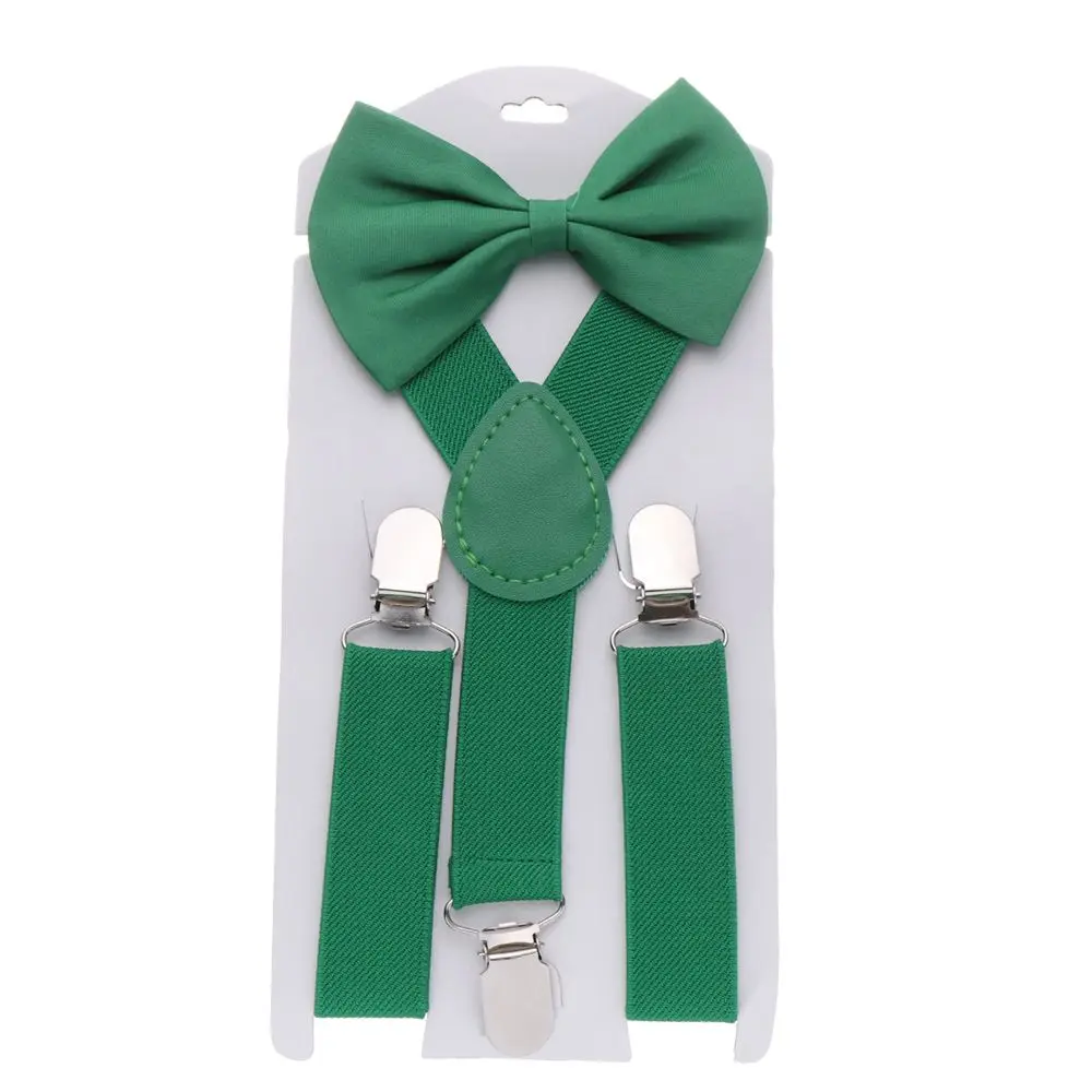 New Solid Color Suspenders For Children Boys Girls With Bow Tie Adjustable Straps Accessories For Wedding Ties Babies