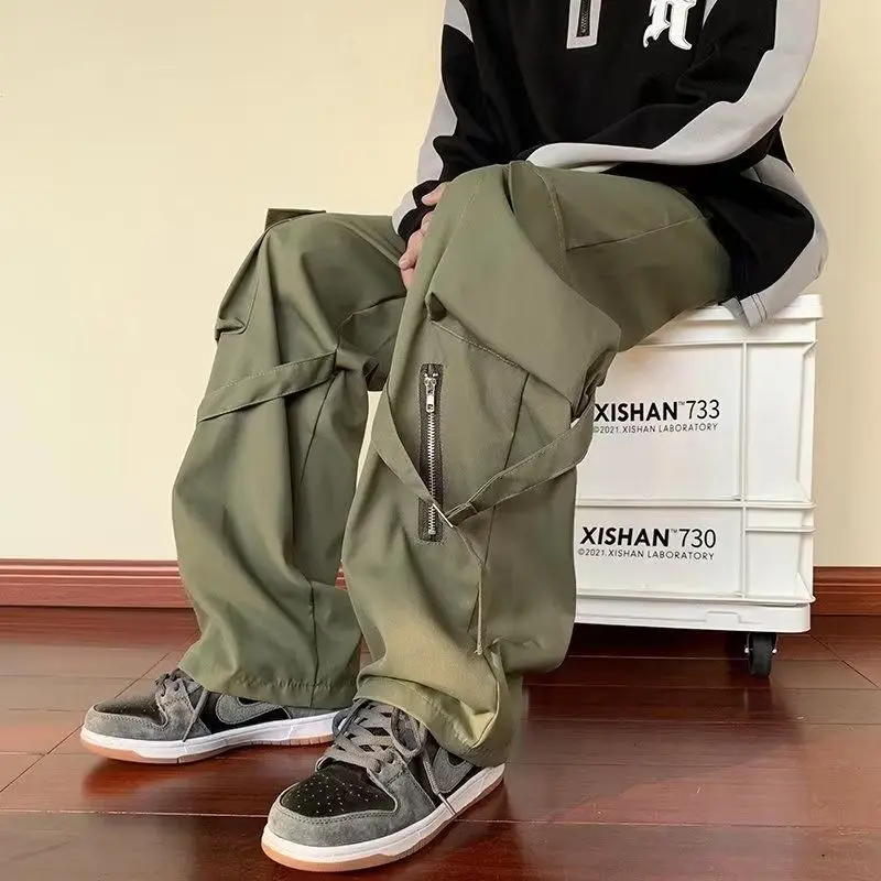 Cargo Pants Men Oversize Zipper Spring Loose Casual Workwear