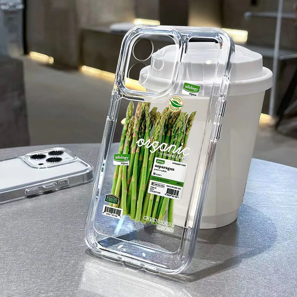 Quirky Green Veggies Transparent Phone Case - Creative Soft Cover