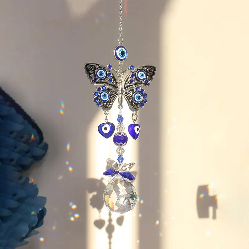 Butterfly Devil's Eye Crystal Pendant Family Outdoor Garden Decoration 1 Piece