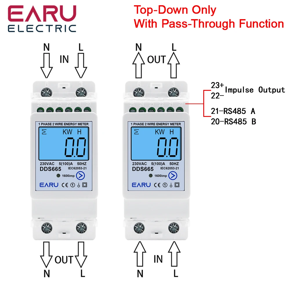Multifunction 230V 100A Bi-Directional Energy Meter Reset Zero Kwh Solar PV Powe