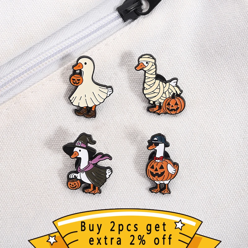 Halloween Gans Emaille Pin Halloween Serie Niedlichen Tier Kürbis Laterne Brosche Rucksack Revers Abzeichen Schmuck Dekoration Kind Geschenk – Detail 1