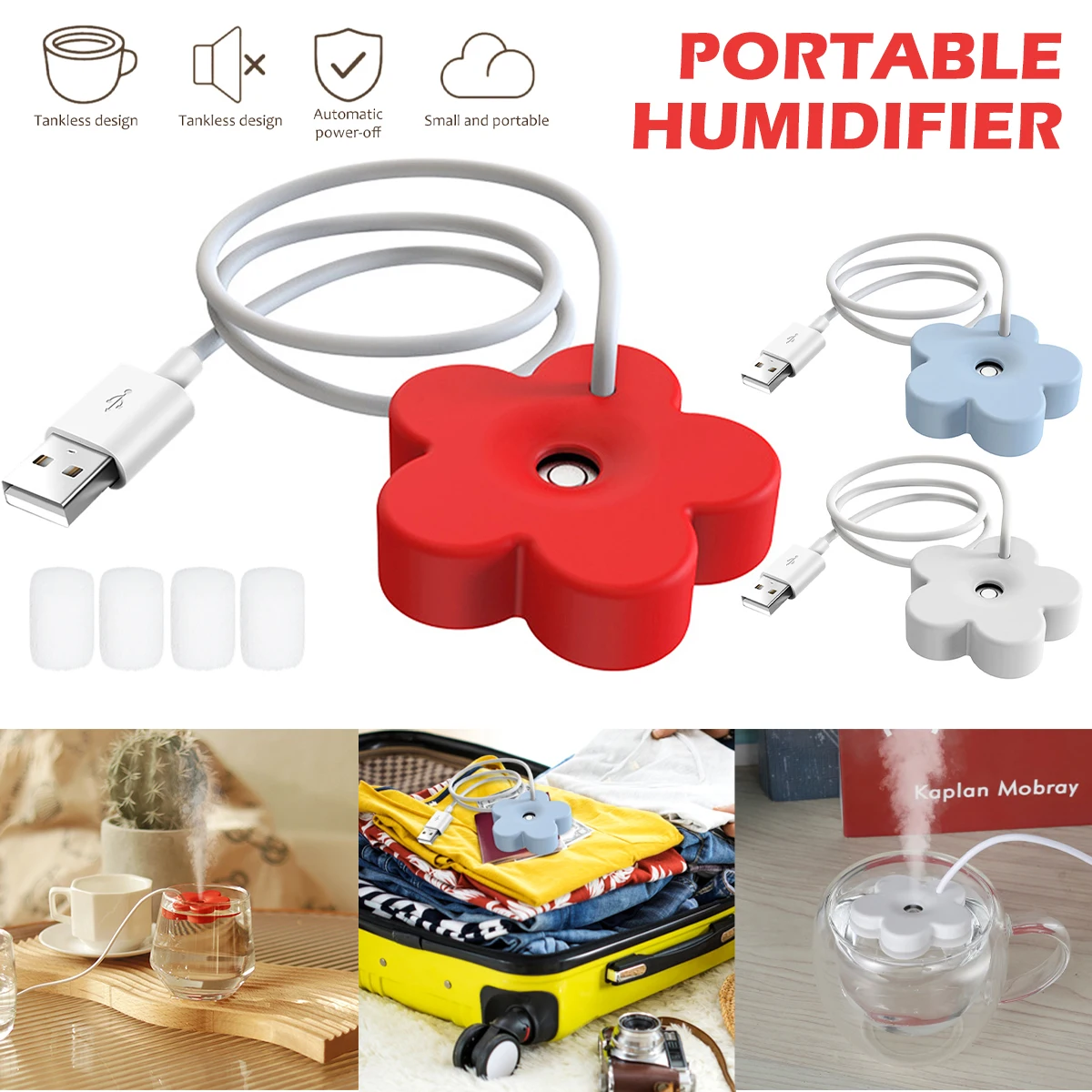 USB Humidifier Car Air Humidifier Portable Personal Quiet Small Airtight Mist Lightweight Water Air Fresher
