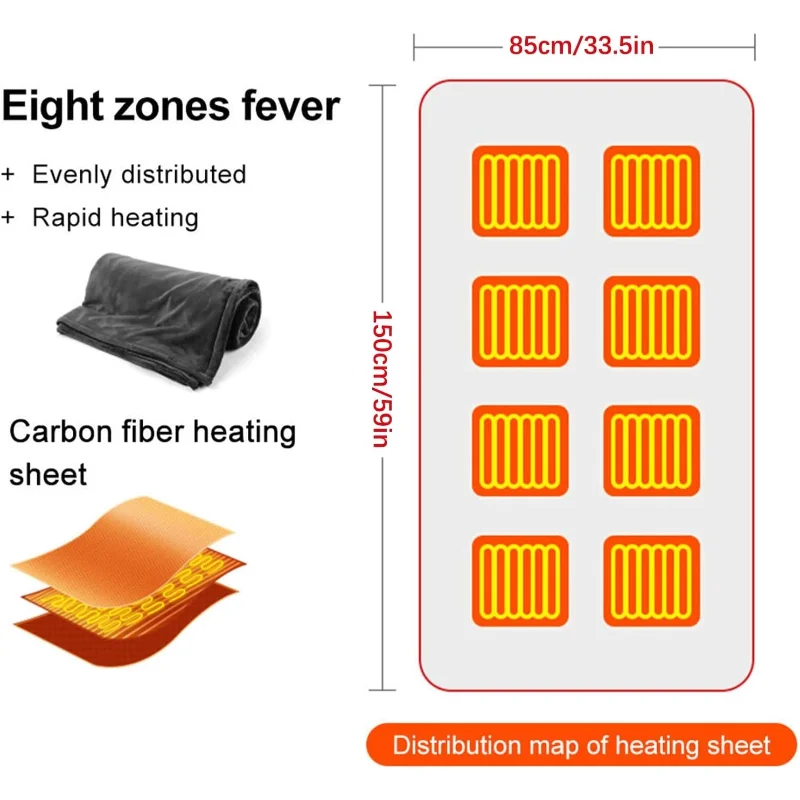 Couverture chauffante électrique USB | Portable et lavable en machine | Diversi