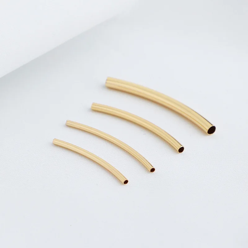 

10Pcs Brass Gold Plated Sleek Bar Long Curved Tube Spacer Beads Connector For Diy Bracelet Necklace Jewelry Making Accessories