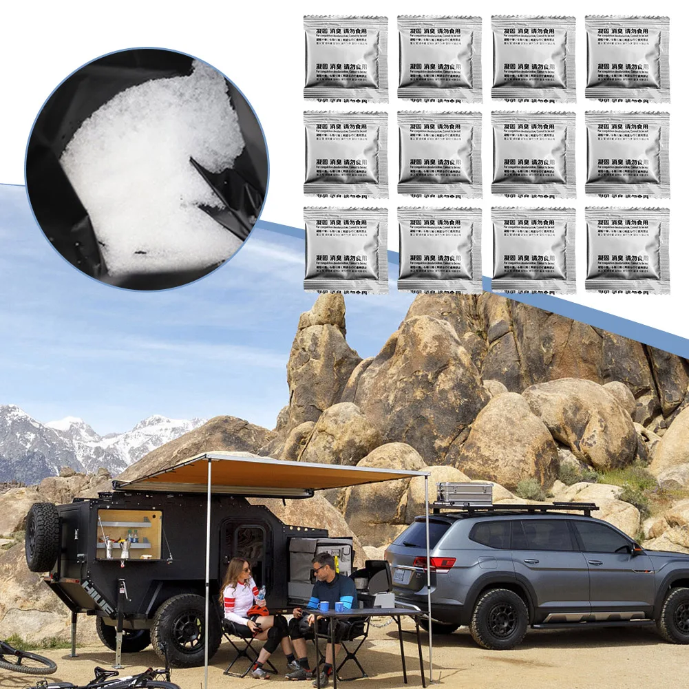 12Pcs Poo Powder Liquid Waste Gelling Deodorizing Powder Camping Toilet Chemicals Poo Gel Eco Absorbent Gel for Portable Toilet 2