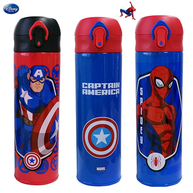 Disney Children's Thermos Water Cup Spiderman Captain America Boy  Kindergarten Straight Drinking Cup Water Bottle - AliExpress