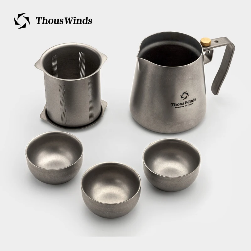 

Титановый портативный чайный набор Thous Wind для чайной церемонии, чайник, посуда для кемпинга, легкий походный дорожный чайник