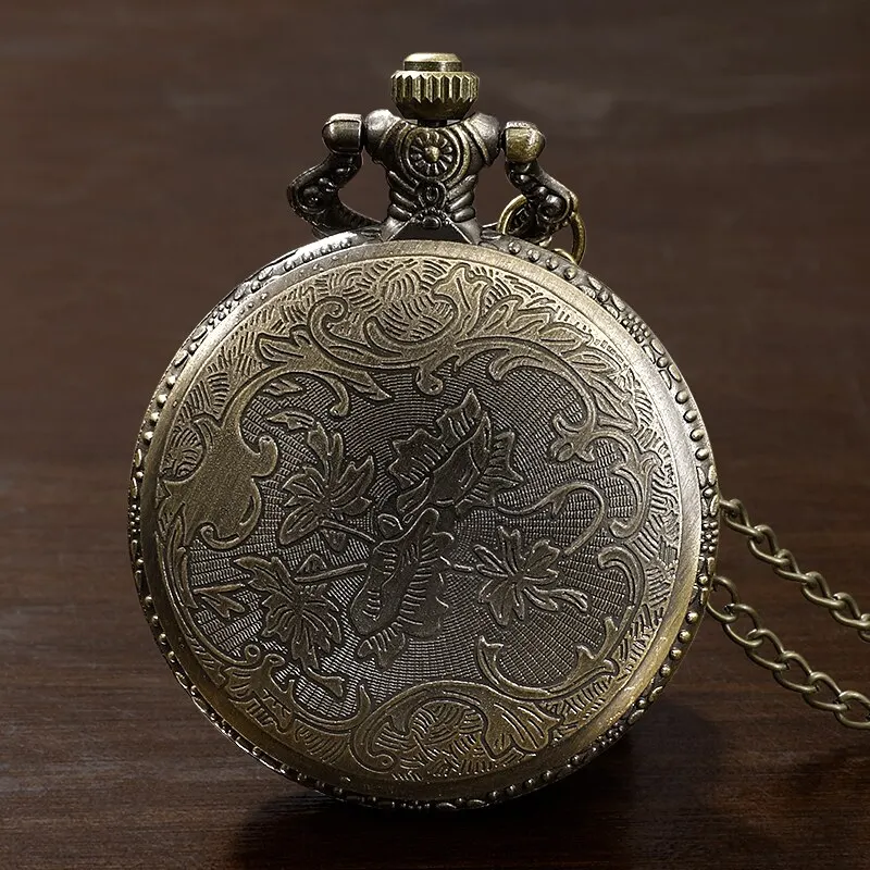 Pocket Watch Exquisite Famous Anime Yellow Hat Hollow Carved Quartz Pocket Watch Necklace Pendant Gifts Women Man Fob Chain