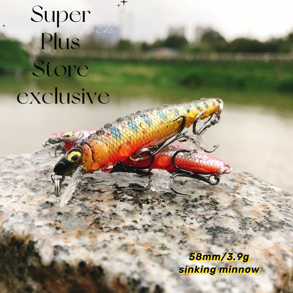 Realistic Sinking MINNOW Fishing Lures 58mm/3.9g Topwater Bass Crankbait for Stream and River Fishing with Lifelike Swimbait