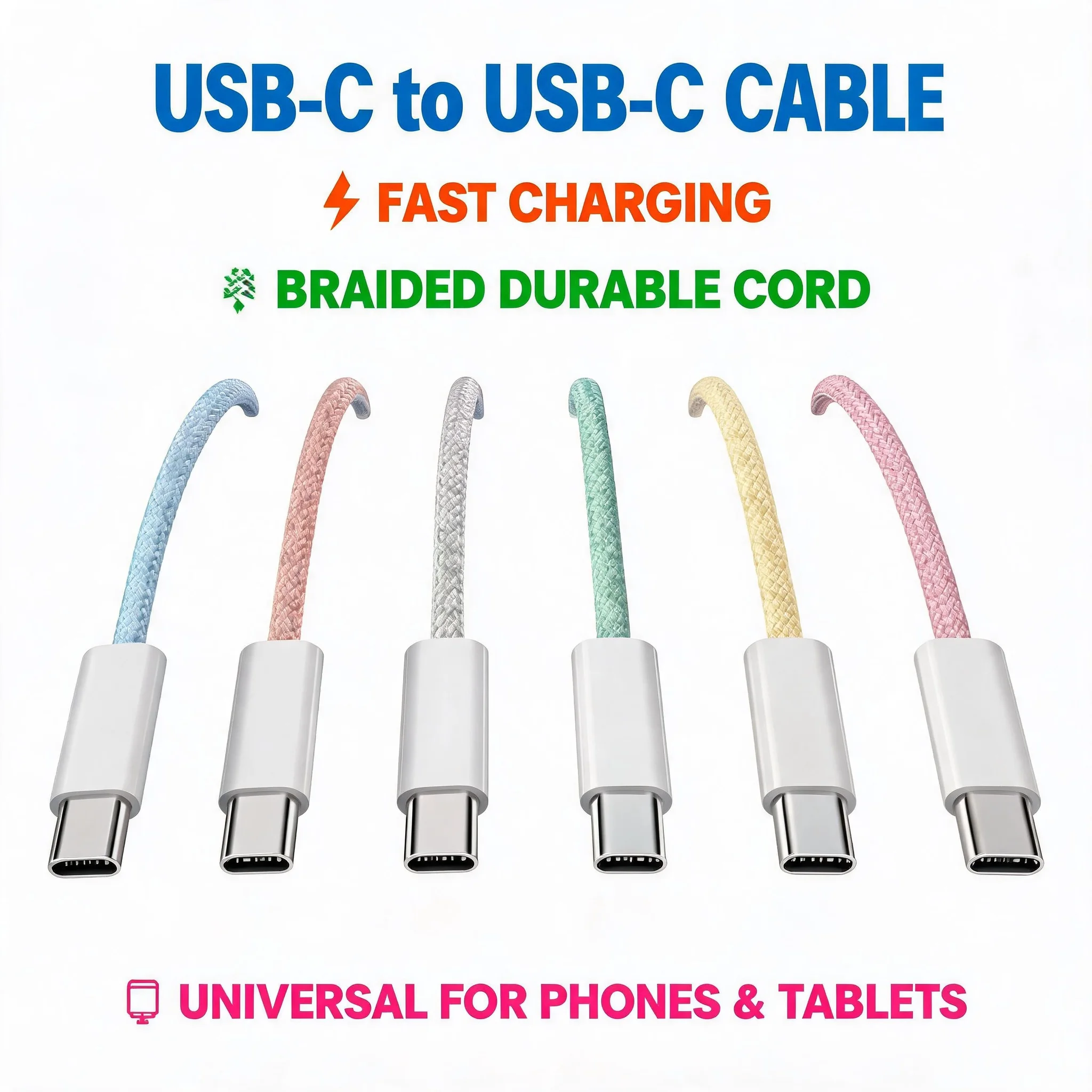 5-Pack High-Speed USB C to USB C Charging Cable