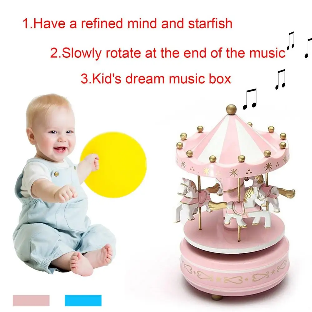 Cake Decoration Carousel Christmas Music Box Send Girls Birthday Gifts Creative Baking Decorations Musical music box carousel music box