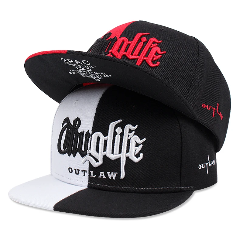 Cappellino da baseball a tesa piatta con ricamo thuglife_voghion.com