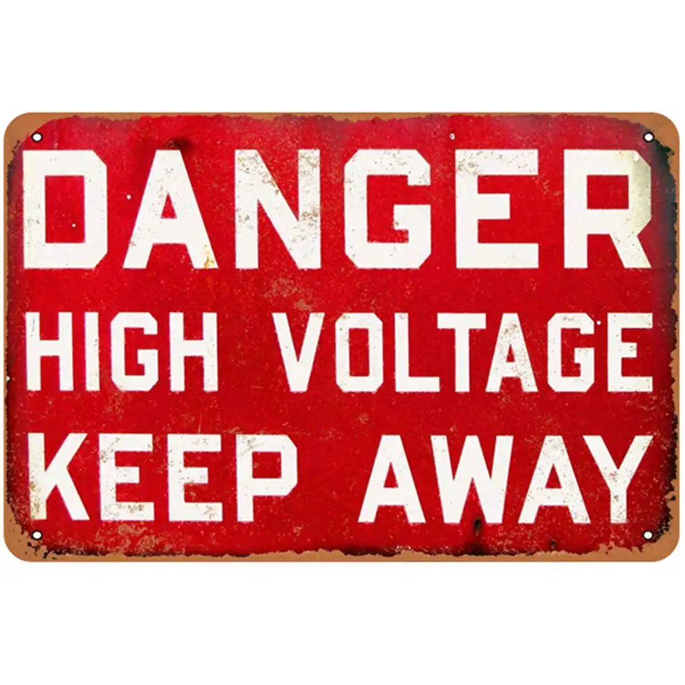 

Retro Design Danger High Voltage Keep Away Tin Metal Signs Wall Art | Thick Tinplate Print Poster Wall Decoration