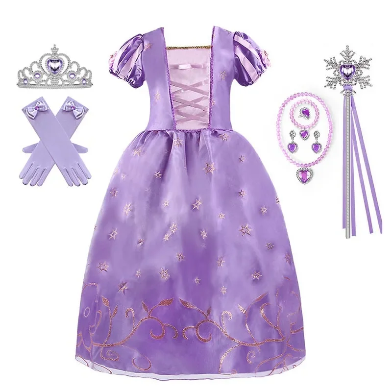 Girls Princess Dress Kids Disney Cosplay Cinderella Snow White Aurora Rapunzel Halloween Costume Children Birthday Party Dresses
