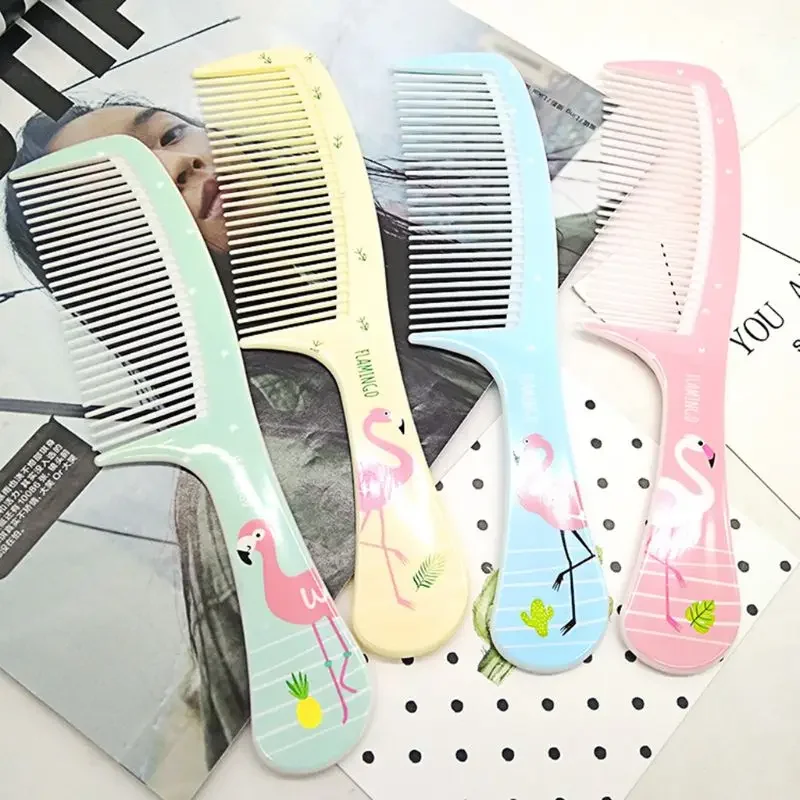 

Women Girls Portable Plastic Hair Comb Fine-Toothed Colorful Cartoon Animal Flam