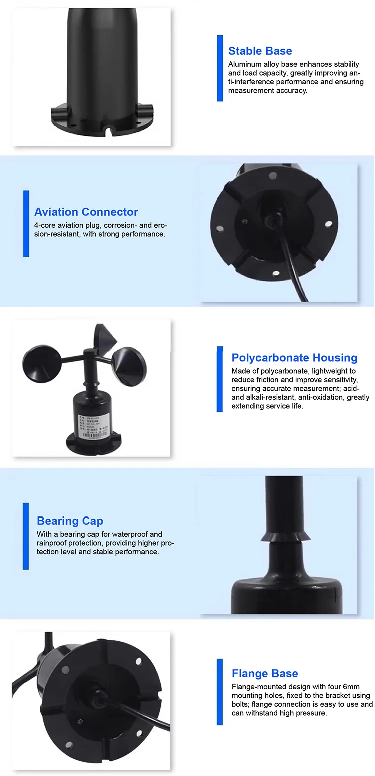 ZTS-3000 Wind Speed and Direction Sensor RS485 Cup Anemometer 4-20mA Output for