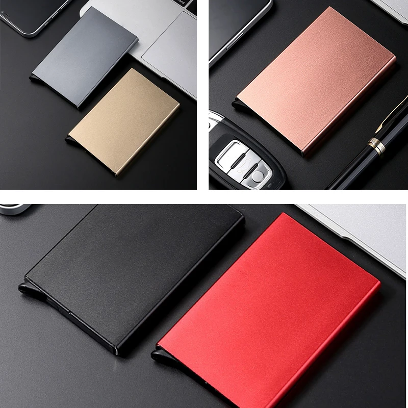 Ultra-Slim RFID Blocking Pop-Up Wallet - Minimalist Metal Card Holder