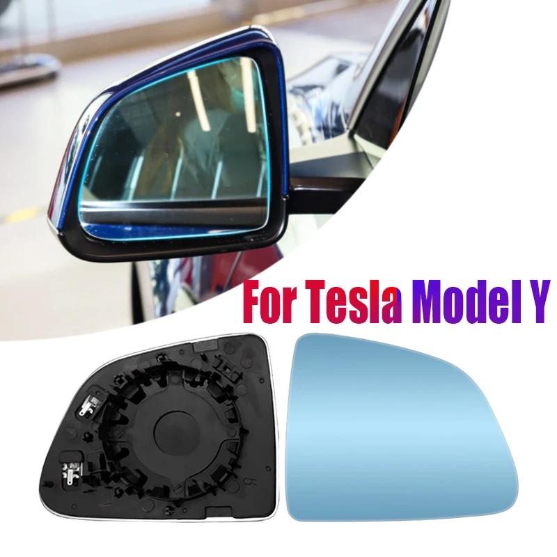 

Model Y Side Rearview Mirror Blue Glass Lens For Tesla Modely 21-23 Wide Angle Door Anti-glare Mirror Exterior Auto Accessories