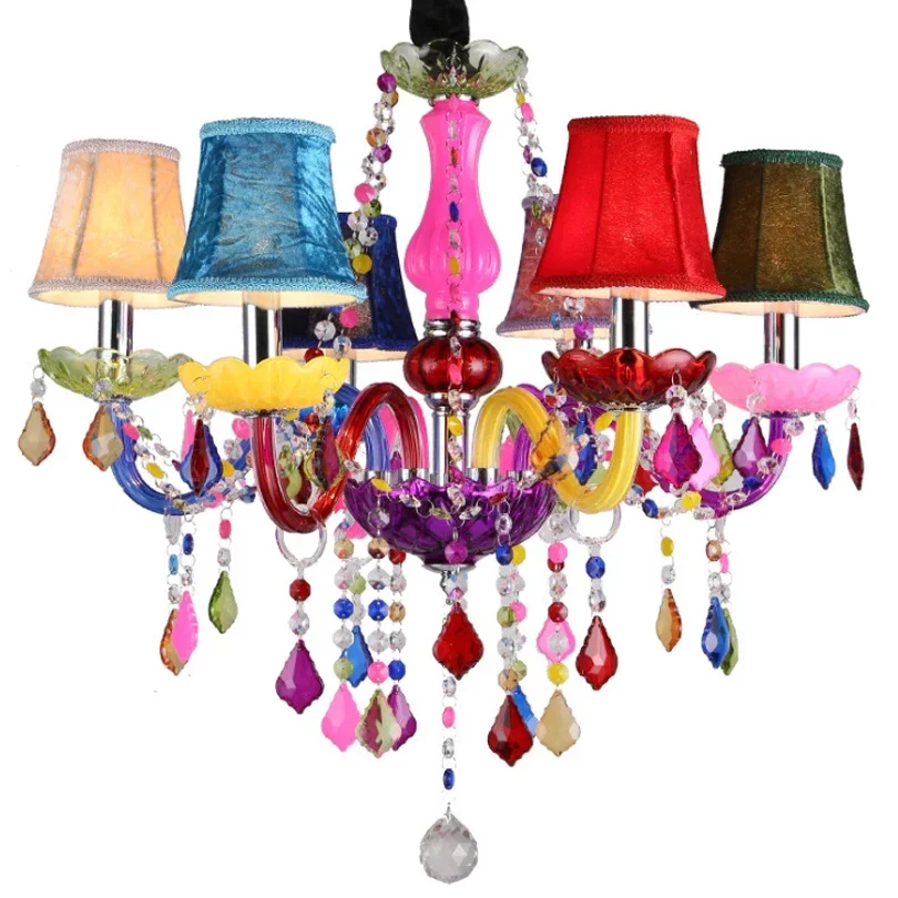 

Romantic Cafe Chandelier Color Bar Beauty Salon Crystal Chandelier Lighting Clothing Store Girl Bedroom Foyer Living Hall