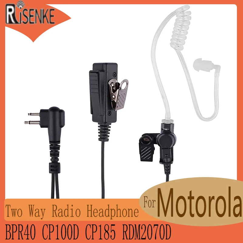 RISENKE-Two Way Radio Walkie Talkie,Surveillance,Police Headset,Earpiece for Motorola BPR40,CP100D,CP185,RDM2070D,CP200,CP200D 10pcs lot walkie talkie lever ptt and rubber button for rdu2020 a10 ep150 a12 cp110d rdm2070d rdu2080d two way radio