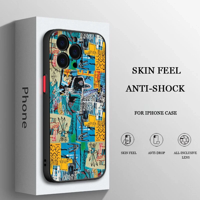 thumbnail image 1 of B-Basquiats Art For iPhone 15 Ultra 14 13 12 11 Mini XS XR X 8 7 Pro Max Plus Frosted Translucent Phone Case, 1 of 5