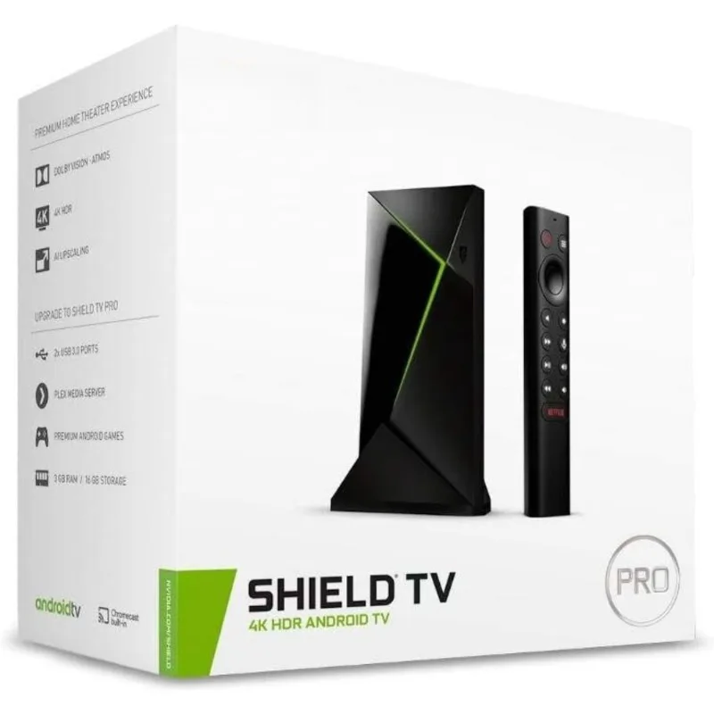 4K HDR Android TV Pro Streaming Media Player with Dolby Vision Atmos AI Upscaling GeForce NOW Google Assistant Alexa