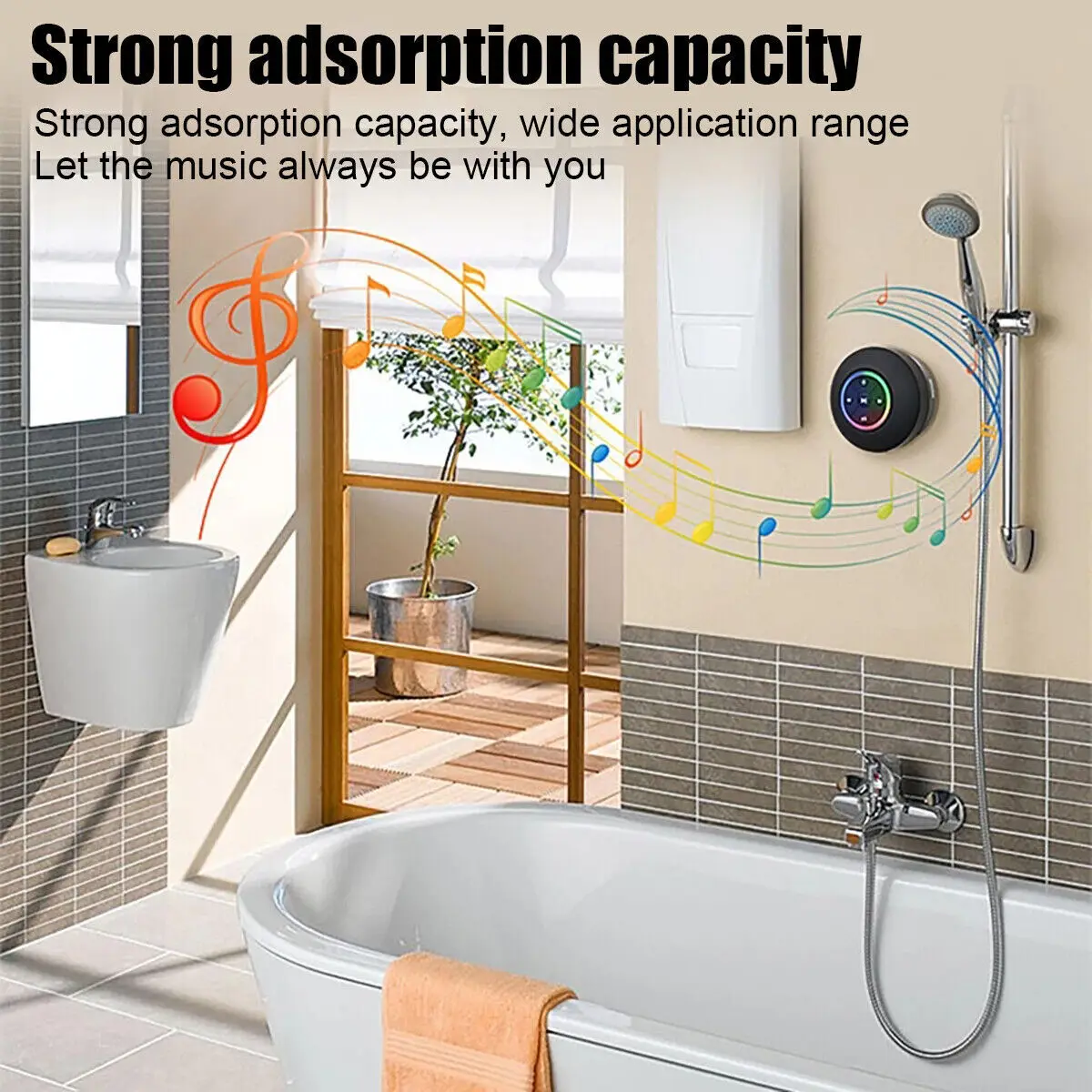 Portable Wireless Bluetooth Speaker Waterproof Suction For Shower Bathroom Black 3 - 5 Days Free Delivery Only UK