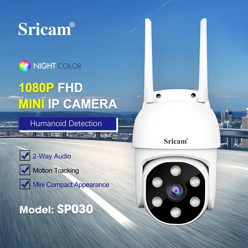 Sricam SP030 2MP PTZ Wifi IP Camera 3X Zoom AI Human Detect Wireless Surveillance CCTV Cameras Security Protection Cam
