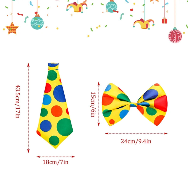 Clown Tie Bow Carnival Circus Costume Cosplay Fancy Dress Prop Colorful Polka Dot Party Sets Adult Children Role Play Suits