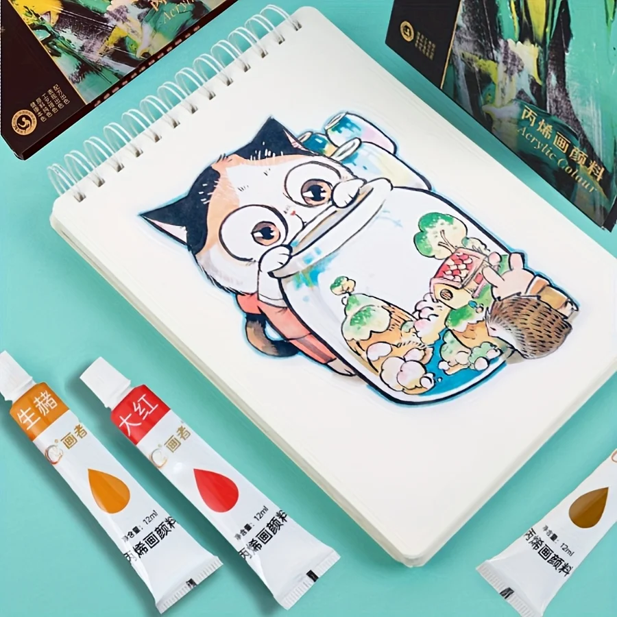 12/18/24/36 Colorful acrylic paint set, 12ml/0.42 oz, can be mixed for painting, doodling, DIY and artistic creation perfect hol 5