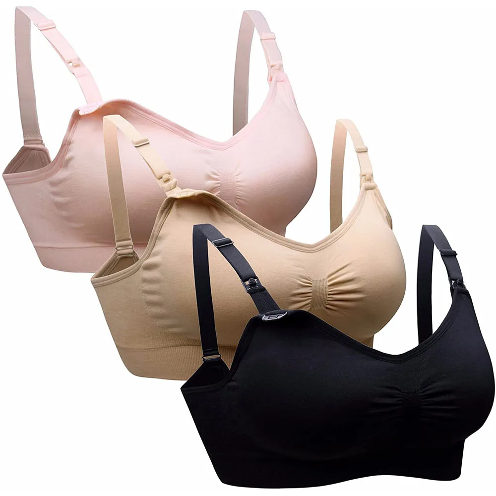 1/2/3PCS No Steel Ring with Sports Pad Bra Breastfeeding Non-sagging Vest-style Pregnant Women's Clothing Underwear Front Buckle