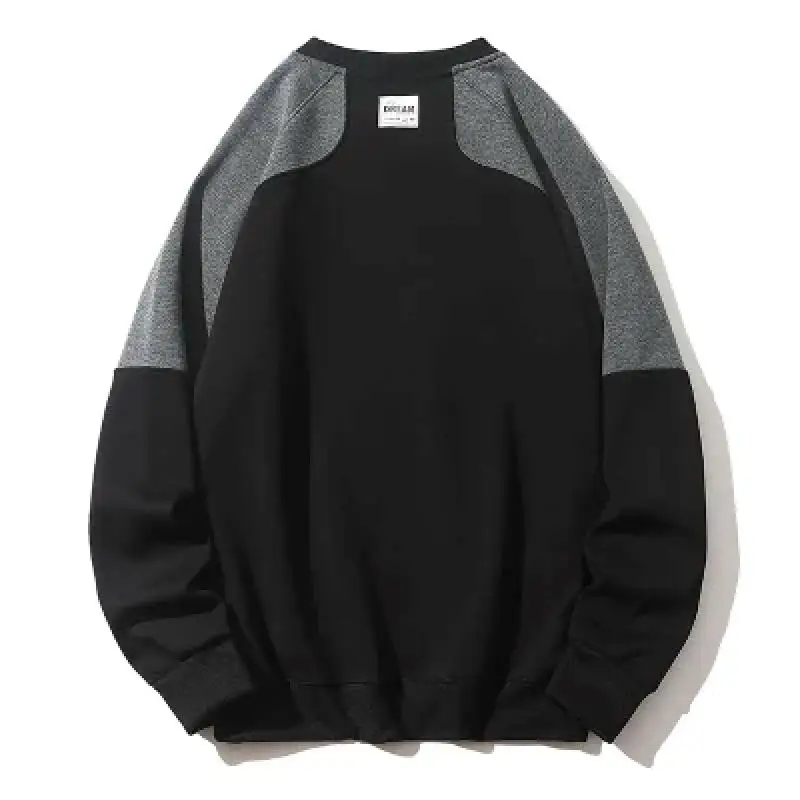 2023 Autumn Hot Selling Cotton Raglan Sleeve Patch Hoodie Men's Long Sleeved Base Shirt Casual Fashion Round Neck Pullover Top