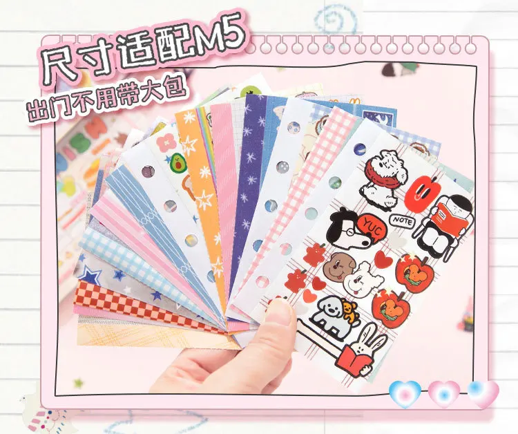 30sheet Kawaii cartoon flash sand die-cutting sticker+writable sticky note sticker double splicing M5 sticker book DIY scrapbook