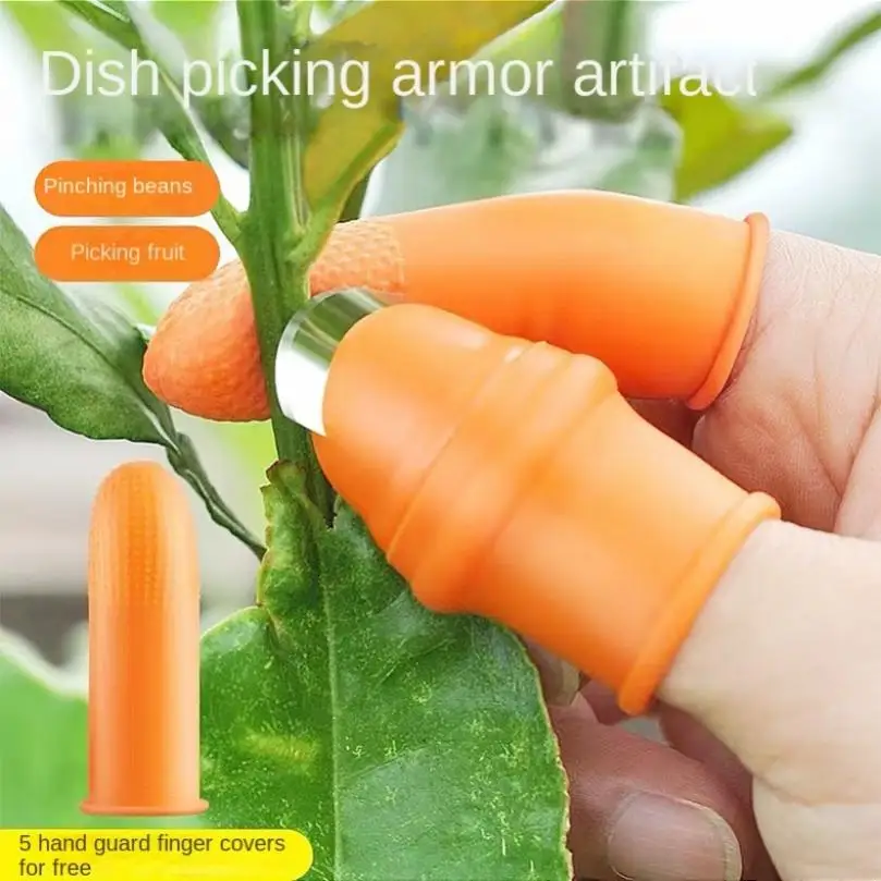 Silicone Thumb Cutter Finger Knife- Protector Gears Cutting Vegetable Harvesting Cut Plant Blade Scissors Garden Tools 6PCS/set
