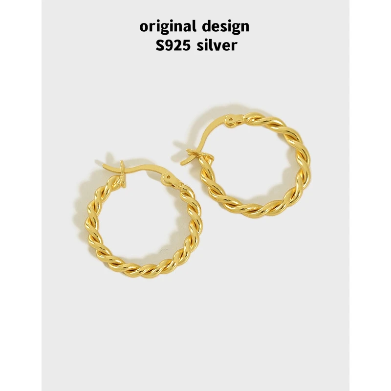 

Original S925 sterling silver handmade twisted earrings women's fashion luxury banquet high-end gift jewelry