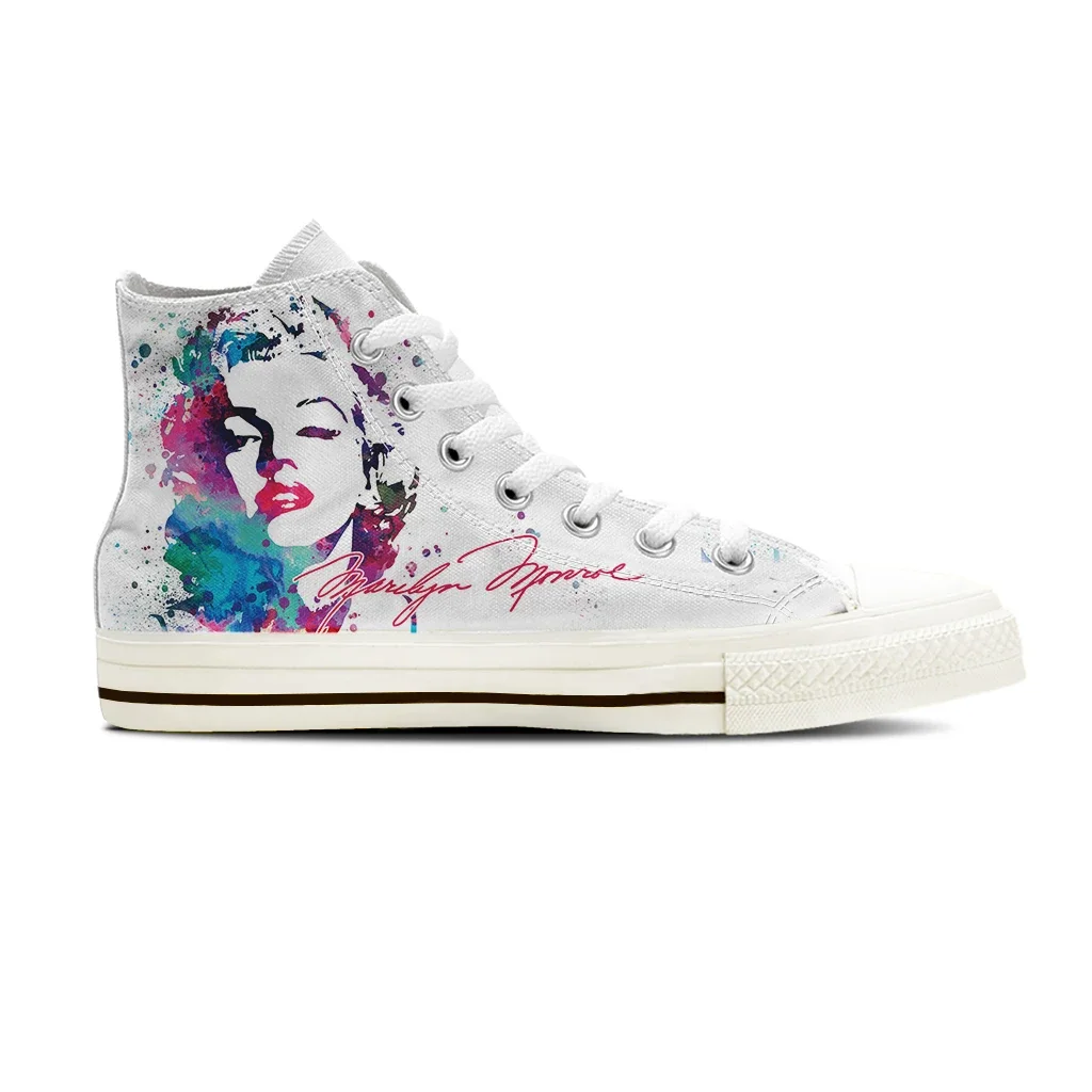 Classic Woman High Top Canvas Shoes Fashion Style Characters Pattern Walking Shoes Breathable Wild Casual Sneakers