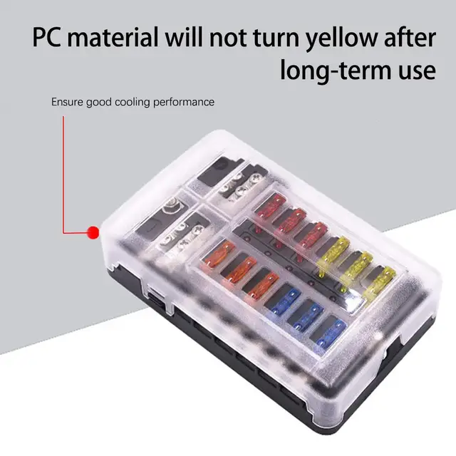 Blocco fusibili Rovtop a 12 vie, porta fusibile a 12 circuiti impermeabile  con bus negativo/indicatore LED/ 30 fusibili/fermaglio per