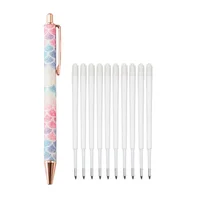 11pcs/set Glitter Sequin Metal Pen 1.0mm Black Refill Rod Retractable Ballpoint Pen for School Office Stationery Gift Office 5