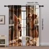 2pcs, Contemporary Curtains 2D print Surprised Dog & Cat with Eggs Machine Washable Polyester (without rod) Home Decor Use for 5