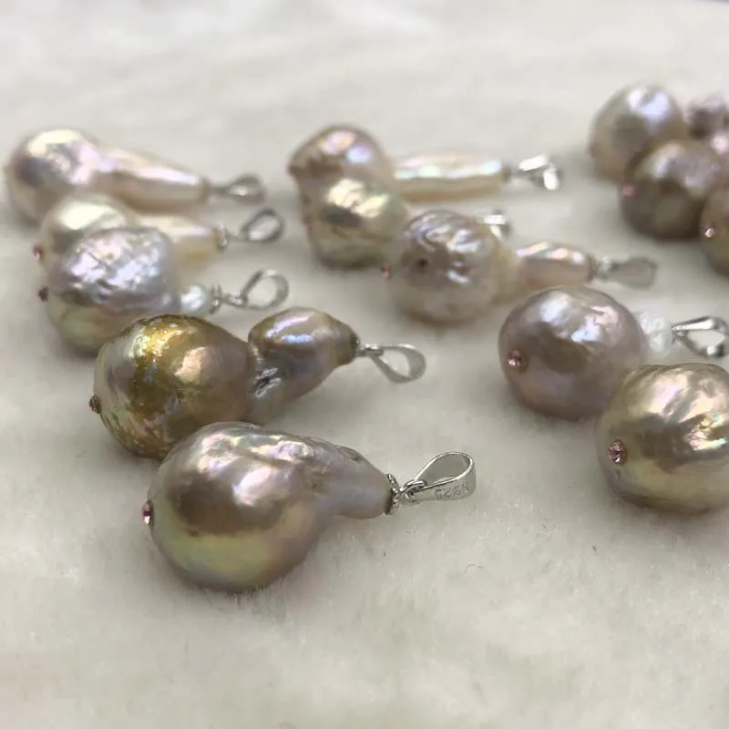 ELEISPL JEWELRY Lots 14 PCS Amazing Drop Natural Kasumi Pearls Pendant Rare 12-13mm  #508-7-1