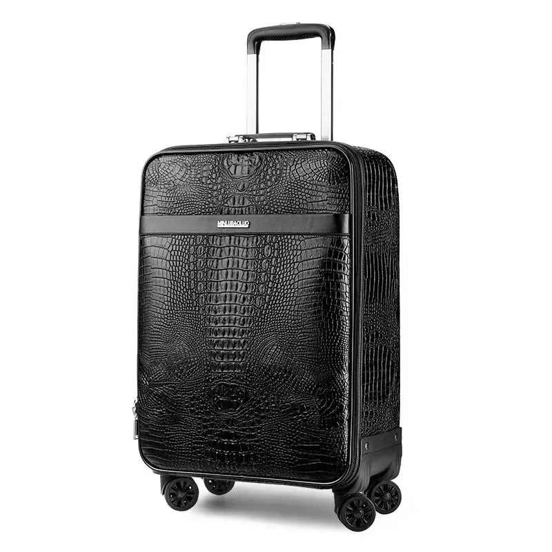 Suitcase New Alligator Print 20 Inch Horizontal Travel Boarding Box 24 Inch Leather Box Men's Business Password Luggage Trunk