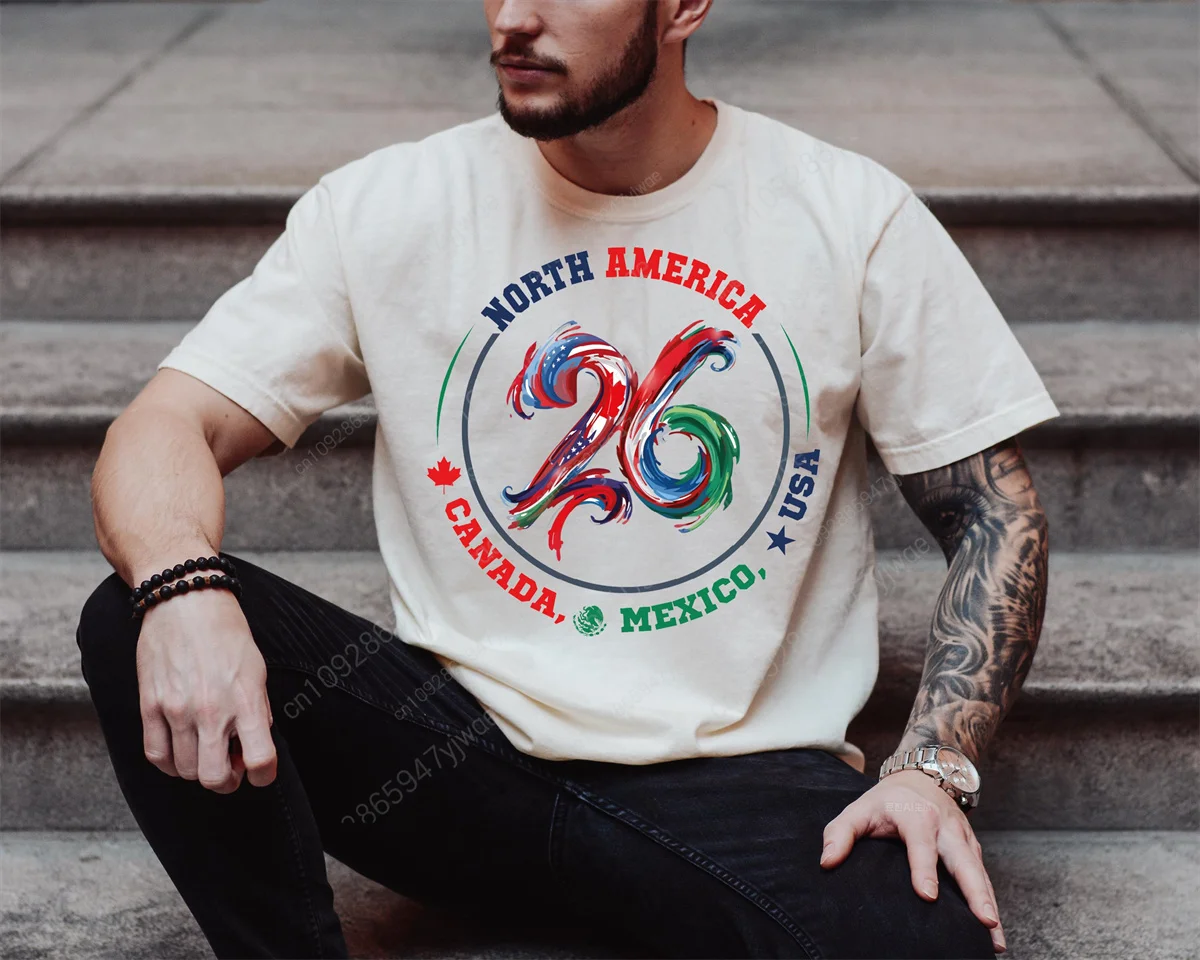 Maglietta America Messico Canada 2026, T-shirt Torneo Mondiale di Calcio Nord America 2026, T-shirt Estiva per Uomo e Donna - immagine 4