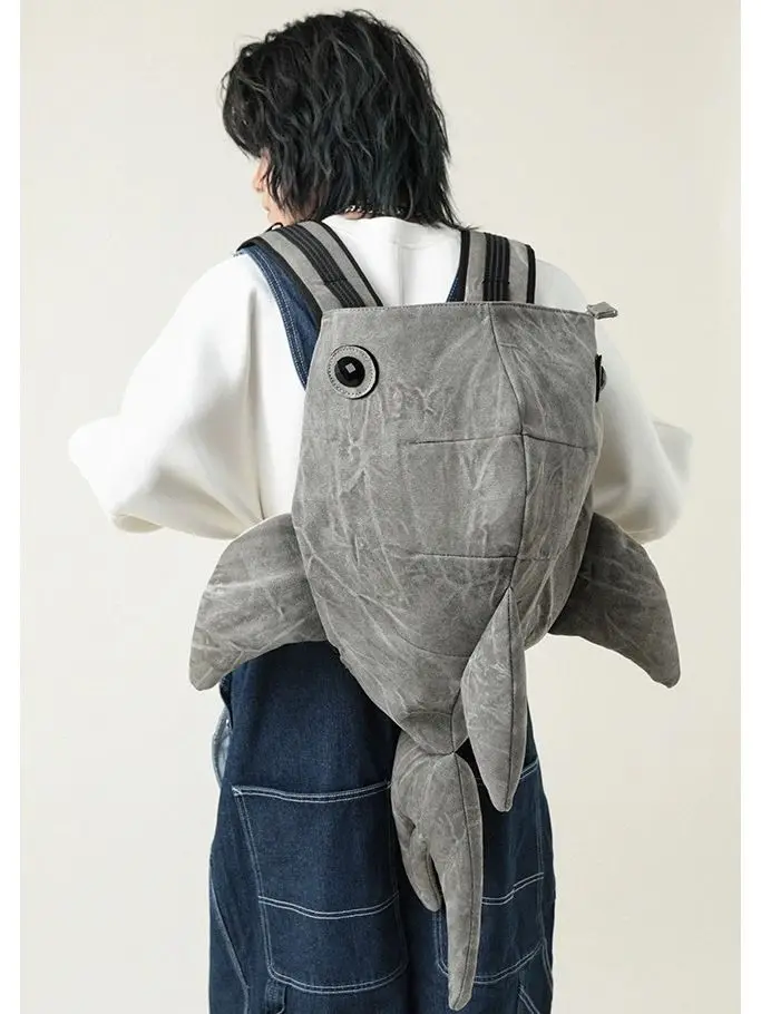 

Funny Whale Shark Shape Backpack Durable Large Capacity Travel Bag Women Men Cute Outdoor Cartoon Knapsack Student Schoolbag