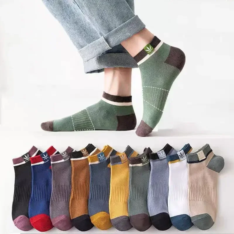 

Thin Summer Socks Socks Fashion Color Cotton Block Breathable Sweat-absorbing for Fashion Men's 5pairs Sports Business ins And