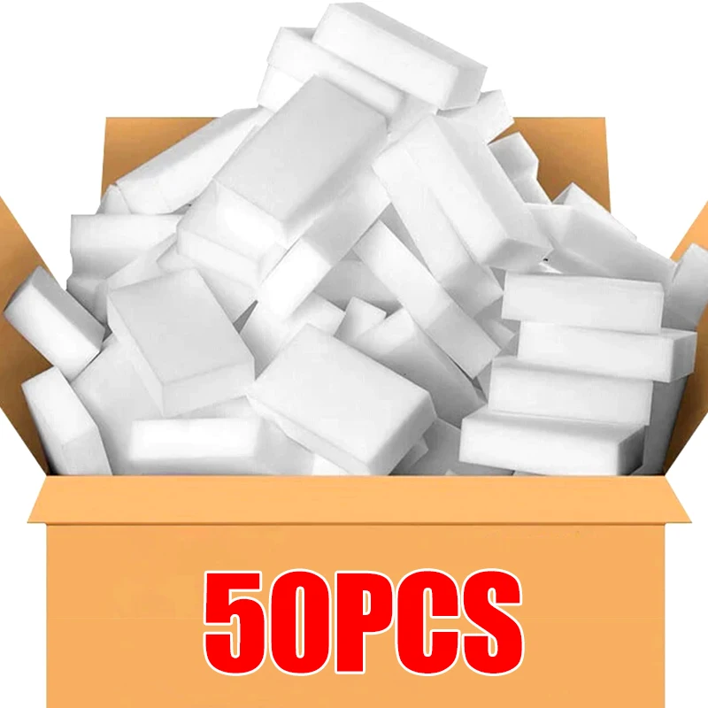 

50/1PCS Nano Sponge Eraser Kitchen Dish Washing Cleaning Sponges 10X6X2cm White Soft Sponge Cleaner Household Cleaning Tools