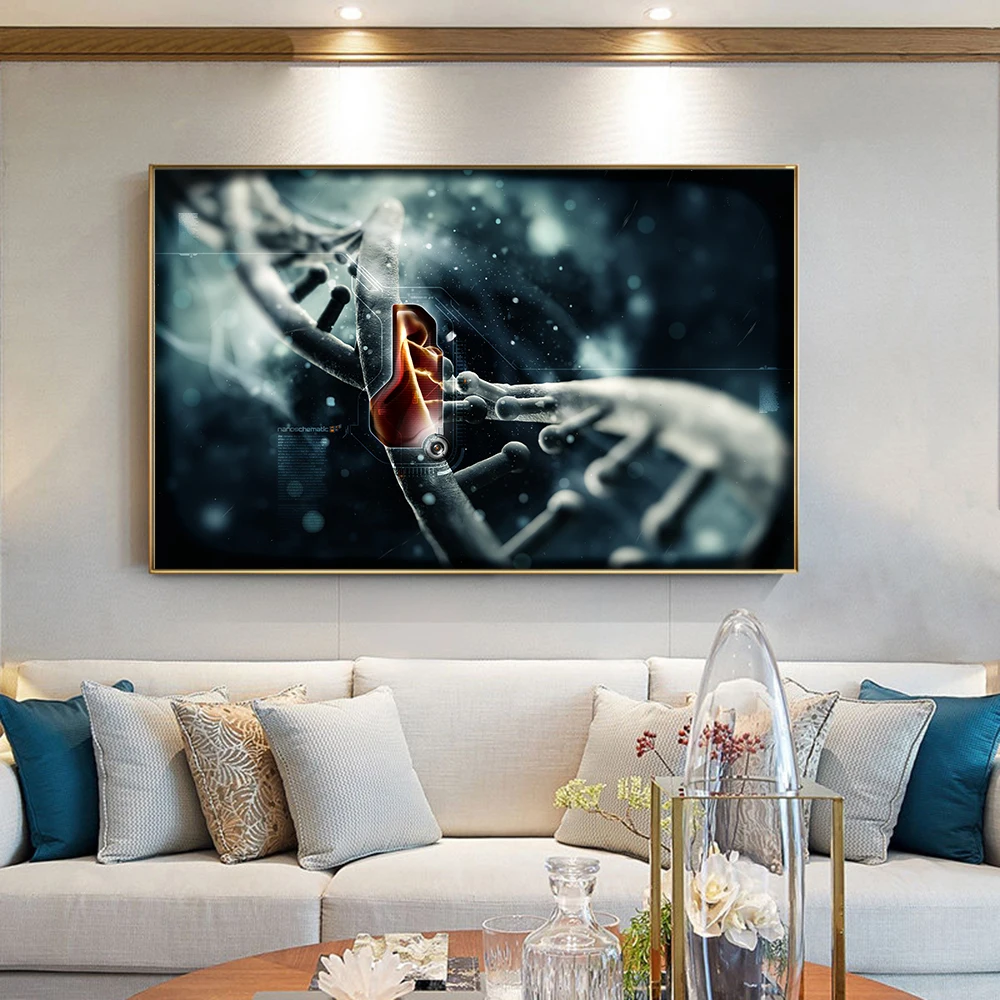 

Hematology DNA Picture Modern Technology Wall Art Canvas Print Poster Nano Schematic for Gift Living Room Home Decor Cuadros