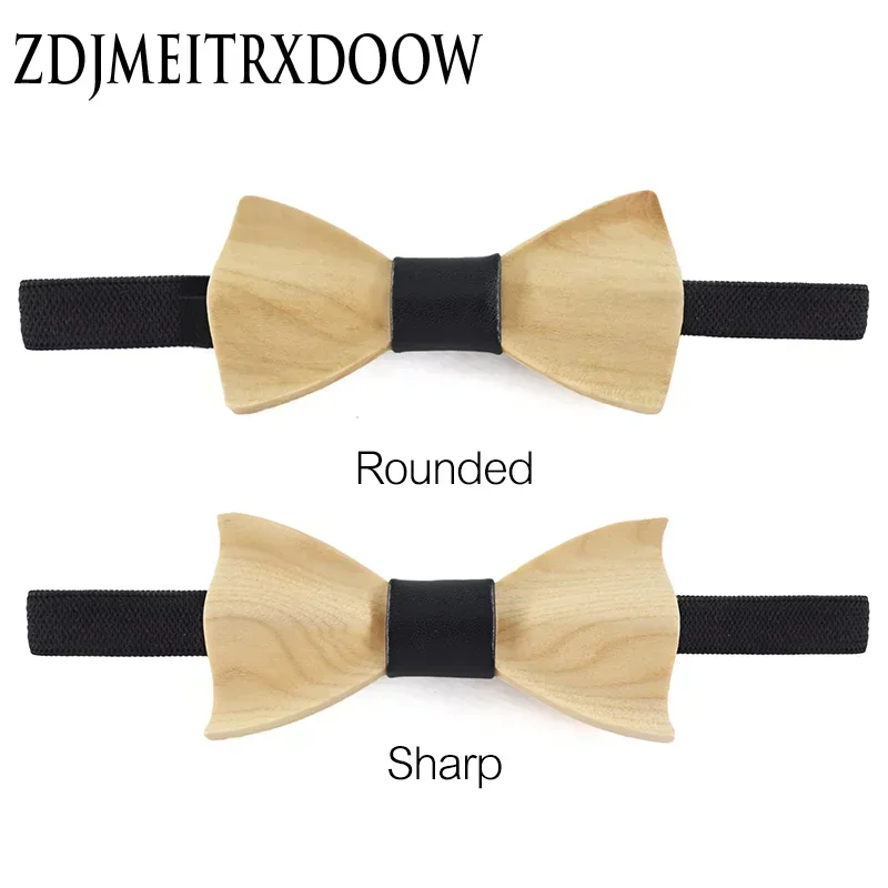 New Kid 3D High-end Wooden Bow Tie Boys and Girls Dress Shirts Suits Bow Tie Children Boys Girls Wooden Decoration