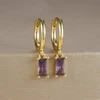Boucles d'oreilles carrées suspendues en acier inoxydable, 2 pièces, pierre d'anniversaire de décembre, chaîne en zircone cubique, fleur, bijoux de perçage