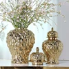 Ceramic Checkmate Jar Gingerbread Jar Gold Storage Tank Flower Vase Porcelain Craftwork Home Decoration Accessories 3
